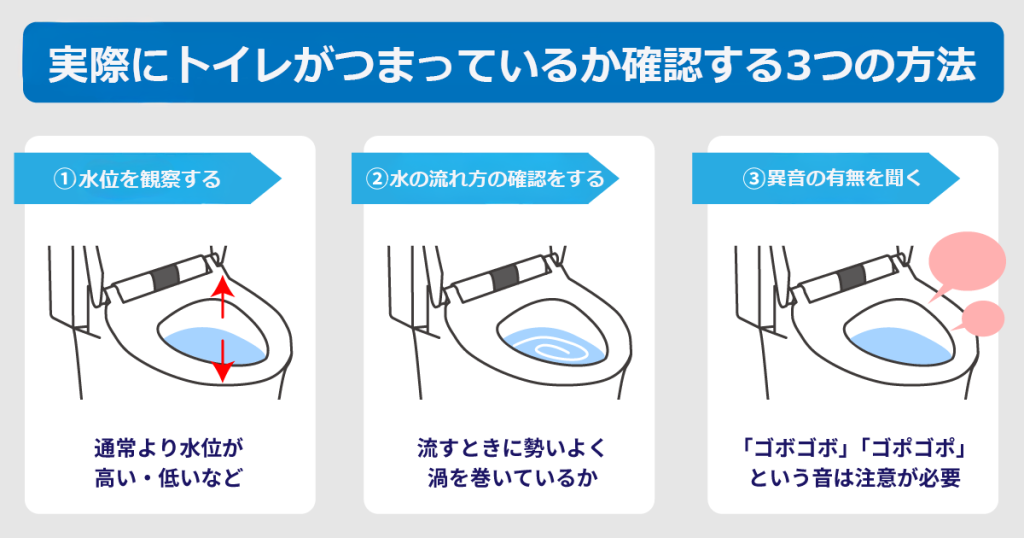 実際にトイレがつまっているか確認する3つの方法
