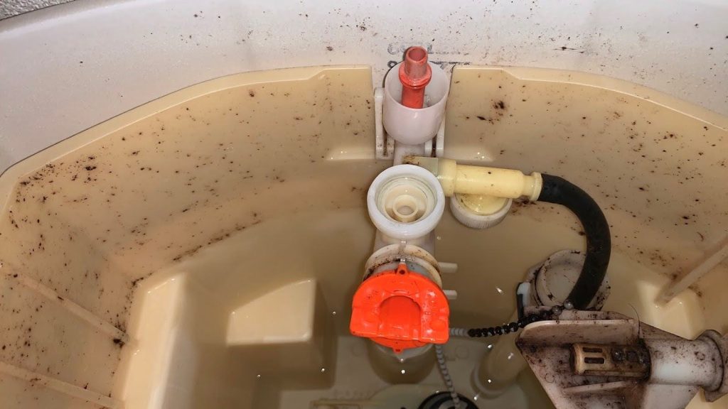 破損したオーバーフロー管の写真