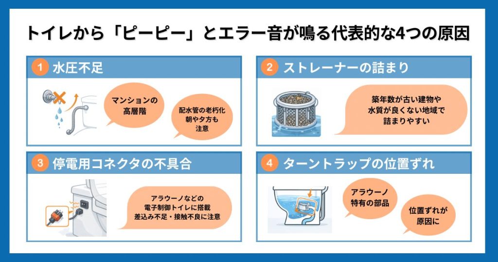 トイレから「ピーピー」とエラー音が鳴る代表的な4つの原因